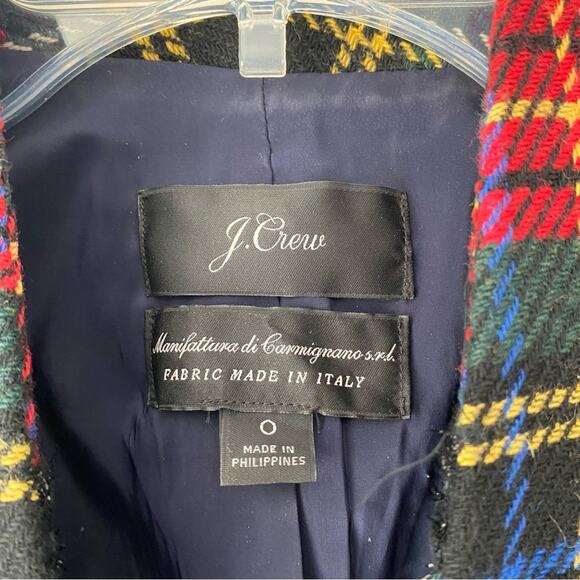 J. Crew Tartan Festive Stewart Wool Blend Red Going Out Blazer size 0 - Picture 9 of 9
